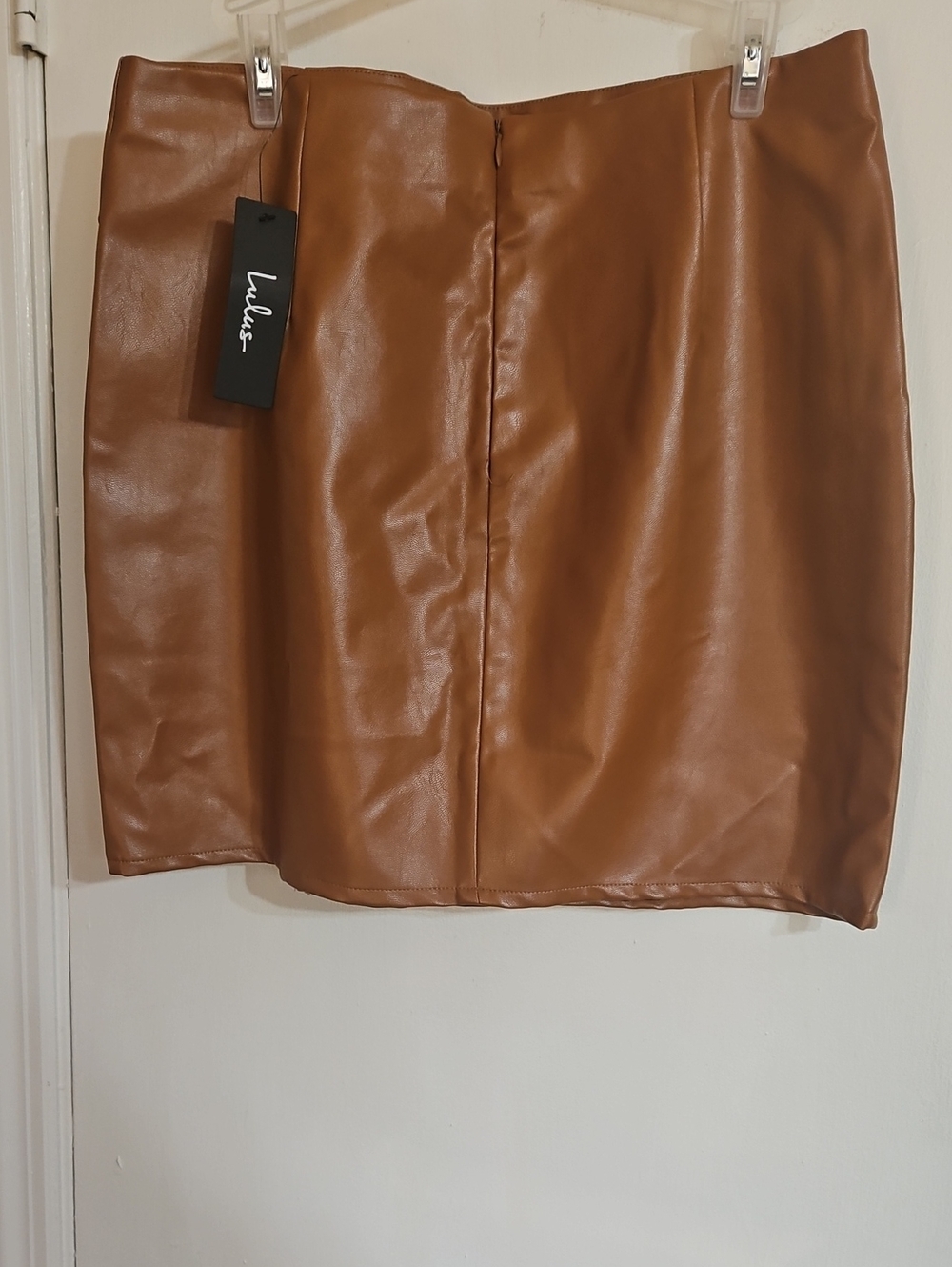 Lulu's Cognac Faux Leather Mini Skirt
